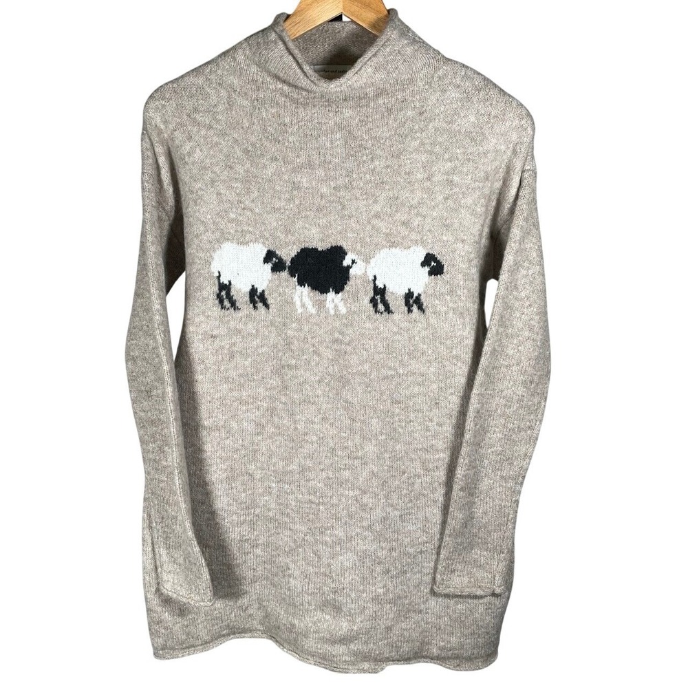 Cupcakes and Cashmere Womens XS Sheep Sweater Mock Neck Knit Cozy‎ Pullover